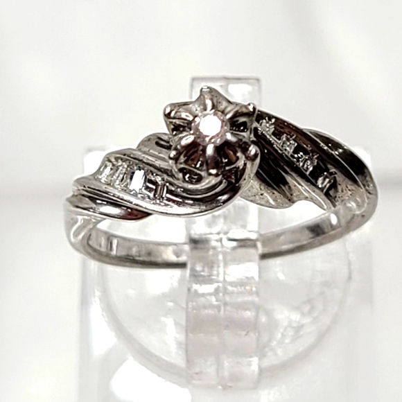 GENUINE Diamond Round and Baguette Ring